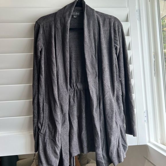BAREFOOT DREAMS CozyChic Drape Rib Cardigan Ultra Lite Carbon Gray - Picture 10 of 16